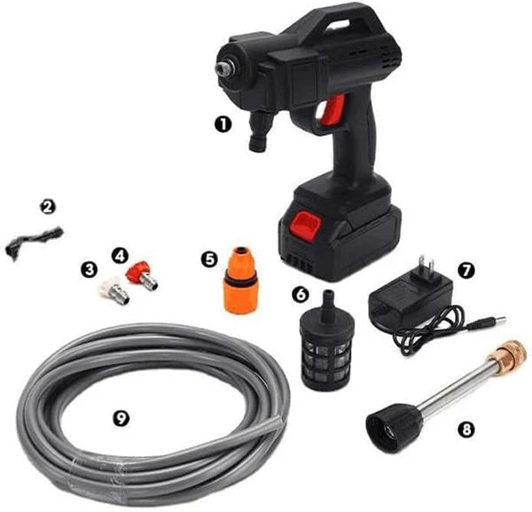 High Pressure Cordless Car Washer Spray Gun – Portable Wireless Pressure Washer with Double Battery