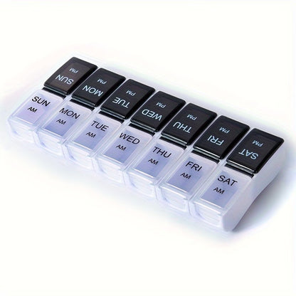 Weekly AM/PM Pill Organizer Box – 14 Compartments Portable Medicine Storage Case
