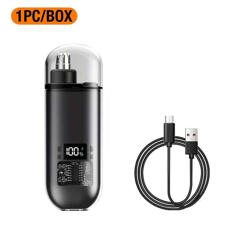 1pc Nose Hair Trimmer Mini Portable Fashion Power Digital Display USB Charging