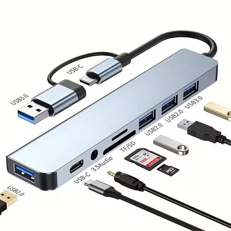 10-in-1 USB-C Multi-Port Hub – USB 3.0 Docking Station with SD/TF Card Reader, Audio & Type-C Charging