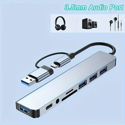 10-in-1 USB-C Multi-Port Hub – USB 3.0 Docking Station with SD/TF Card Reader, Audio & Type-C Charging