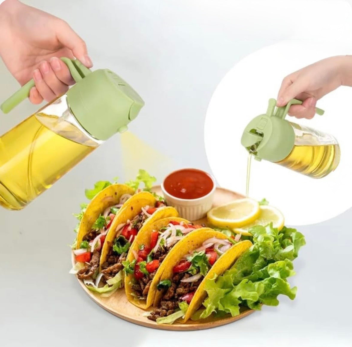 2 in 1 Oil Spray Jug | Oil Sprayer & Pour Dispenser | Cooking Oil Spray Bottle | Kitchen Oil Control Jug