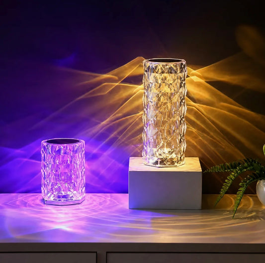 Crystal Lamp, Rose Diamond Table Lamp, 16 Colors RGB With Touch And Remote Control, USB Rechargeable Decorative Acrylic Rays lamp, Christmas decorations, Atmosphere Light for Living Room, Bedroom, Bar, Fancy Table Lamps for Home Decoration and Gifts