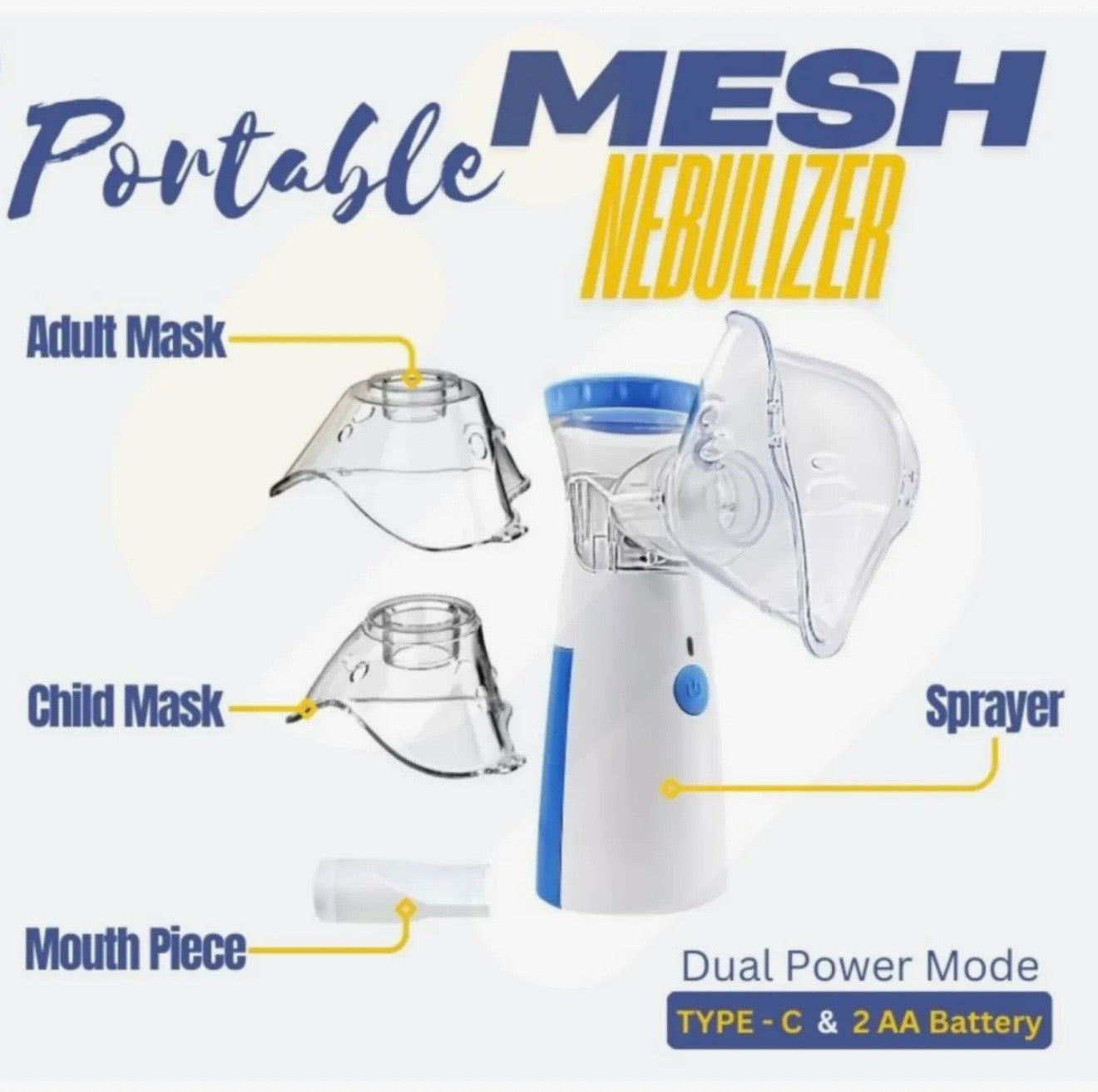 Portable Mesh Nebulizer – Handheld Respiratory Inhaler (HH-W302 Plus)