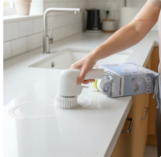 Electric Cleaning Brush With Multiple Attachments For Efficient Home Cleaning – 360° Rotating Scrubber With Sponge, Brush, And Steel Wool Heads