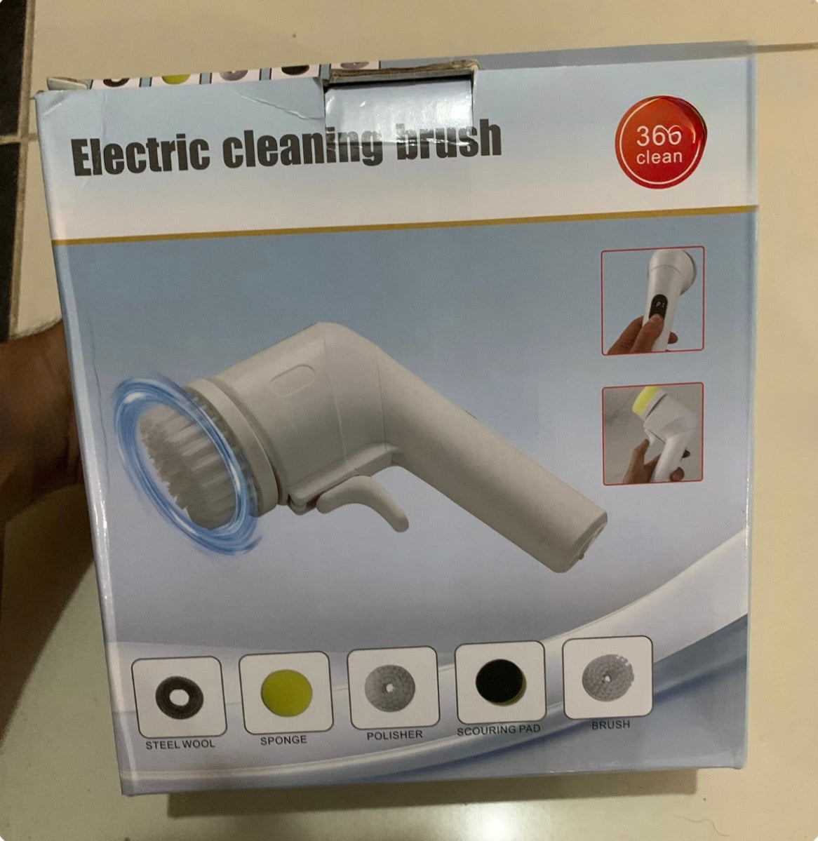 Electric Cleaning Brush With Multiple Attachments For Efficient Home Cleaning – 360° Rotating Scrubber With Sponge, Brush, And Steel Wool Heads