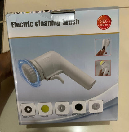 Electric Cleaning Brush With Multiple Attachments For Efficient Home Cleaning – 360° Rotating Scrubber With Sponge, Brush, And Steel Wool Heads