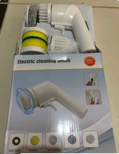 Electric Cleaning Brush With Multiple Attachments For Efficient Home Cleaning – 360° Rotating Scrubber With Sponge, Brush, And Steel Wool Heads