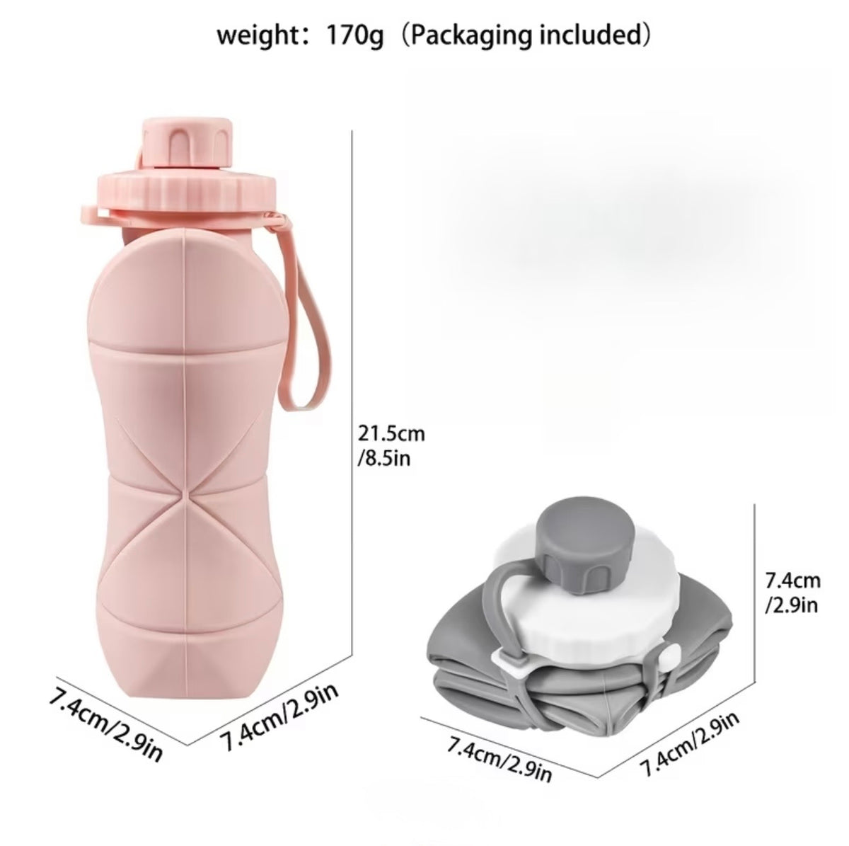 Collapsible Silicone Travel Water Bottle – Leak-Proof, Foldable 550ml