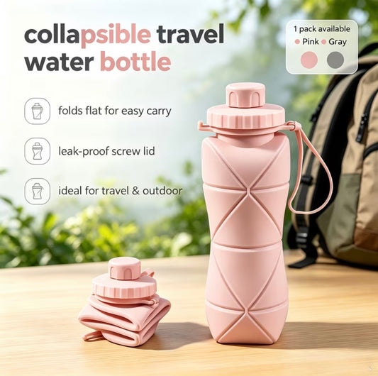 Collapsible Silicone Travel Water Bottle – Leak-Proof, Foldable 550ml