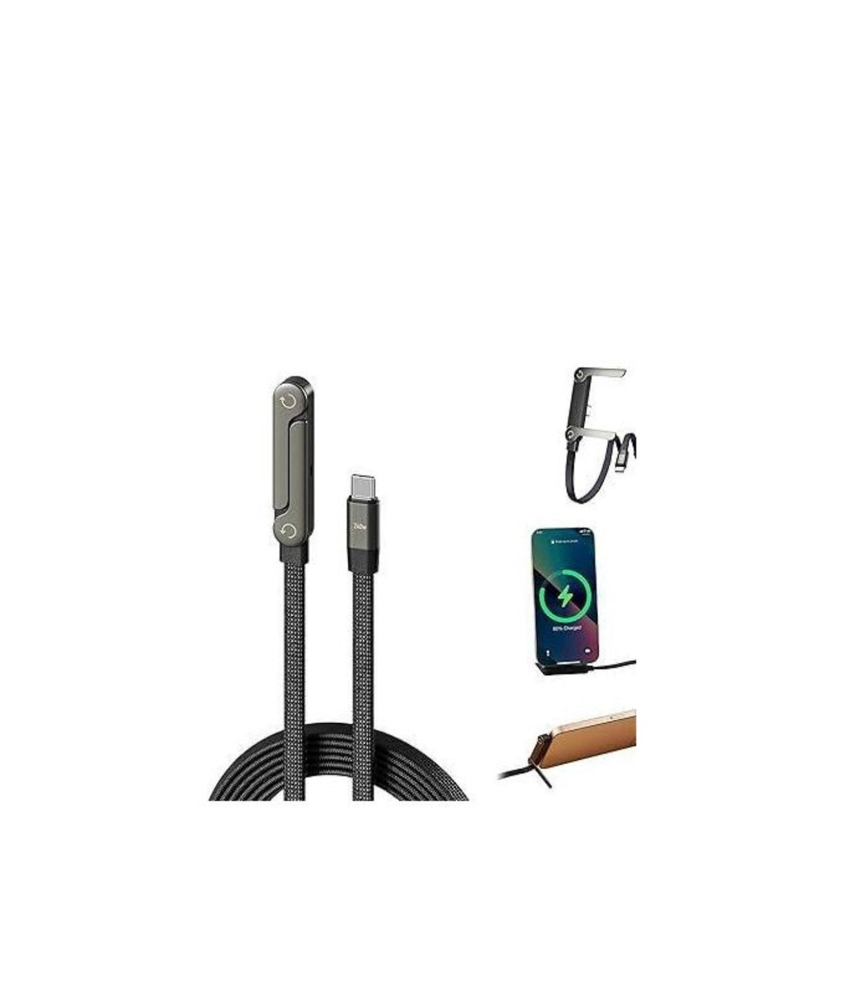 FlexCharge Pro 240W USB-C Cable with Built-in Foldable Stand