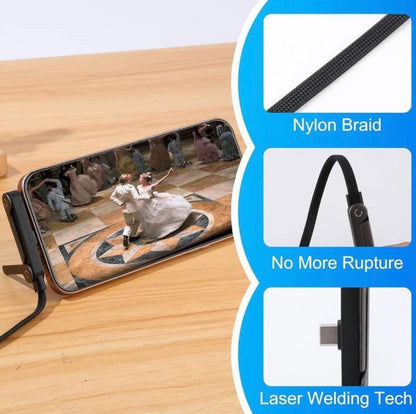 FlexCharge Pro 240W USB-C Cable with Built-in Foldable Stand