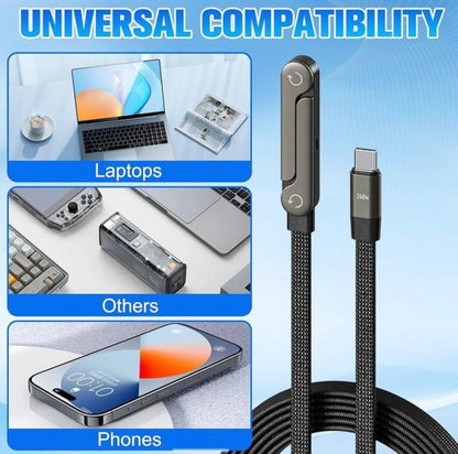 FlexCharge Pro 240W USB-C Cable with Built-in Foldable Stand