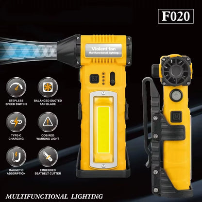 Multifunctional Jet Fan Light – Portable Turbo Air Blower with Flashlight, Digital Display & Emergency Safety Tool