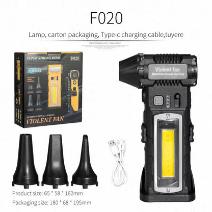 Multifunctional Jet Fan Light – Portable Turbo Air Blower with Flashlight, Digital Display & Emergency Safety Tool