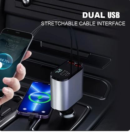 4 In 1 Fast Charging Usb-C Car Adapter - Car Accessory Designed For Power Charging And Daily Travel Routine - With Light