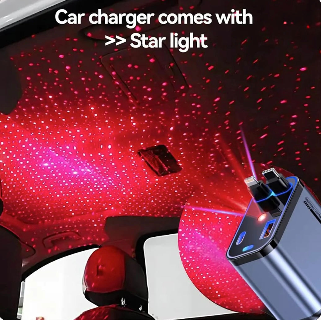4 In 1 Fast Charging Usb-C Car Adapter - Car Accessory Designed For Power Charging And Daily Travel Routine - With Light