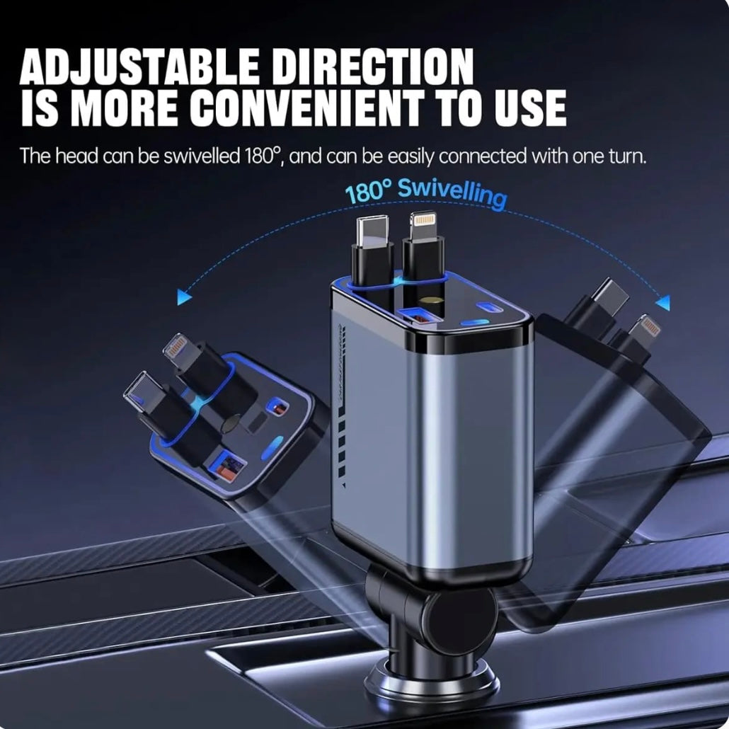 4 In 1 Fast Charging Usb-C Car Adapter - Car Accessory Designed For Power Charging And Daily Travel Routine - With Light