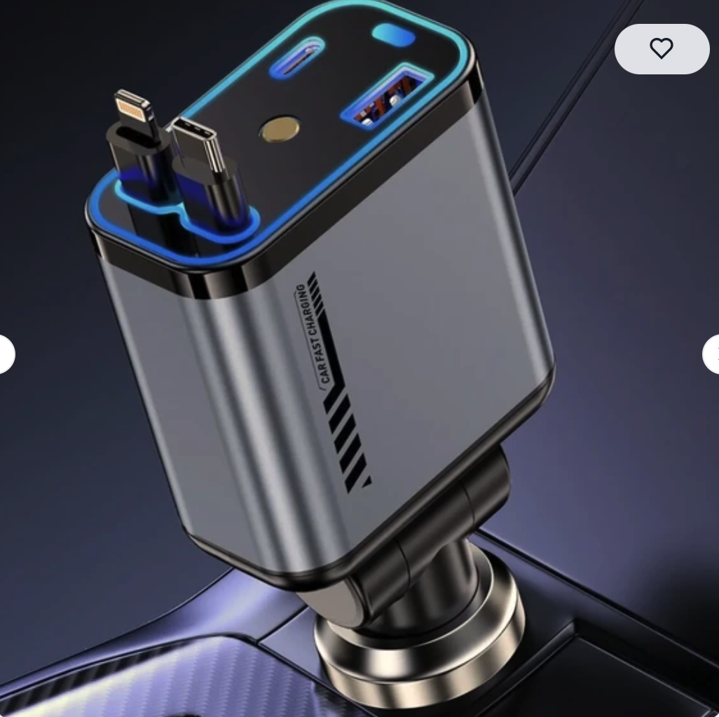4 In 1 Fast Charging Usb-C Car Adapter - Car Accessory Designed For Power Charging And Daily Travel Routine - With Light
