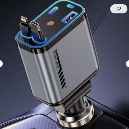4 In 1 Fast Charging Usb-C Car Adapter - Car Accessory Designed For Power Charging And Daily Travel Routine - With Light