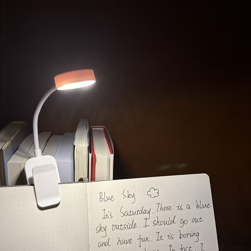 Mini Clip-On LED Book Light – Adjustable 3 Color Modes & Brightness Reading Lamp