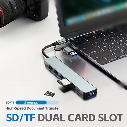 10-in-1 USB-C Multi-Port Hub – USB 3.0 Docking Station with SD/TF Card Reader, Audio & Type-C Charging