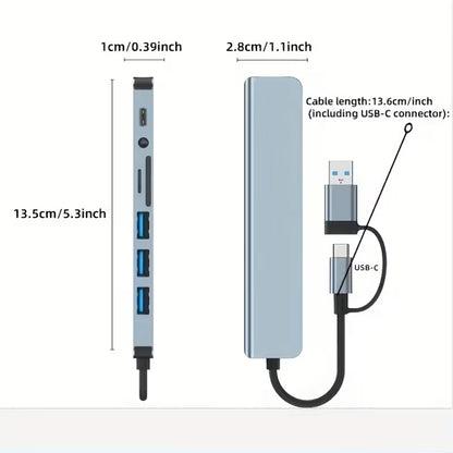 10-in-1 USB-C Multi-Port Hub – USB 3.0 Docking Station with SD/TF Card Reader, Audio & Type-C Charging