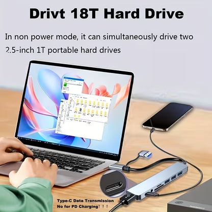 10-in-1 USB-C Multi-Port Hub – USB 3.0 Docking Station with SD/TF Card Reader, Audio & Type-C Charging