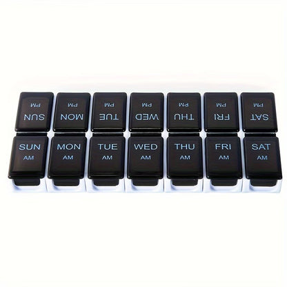 Weekly AM/PM Pill Organizer Box – 14 Compartments Portable Medicine Storage Case