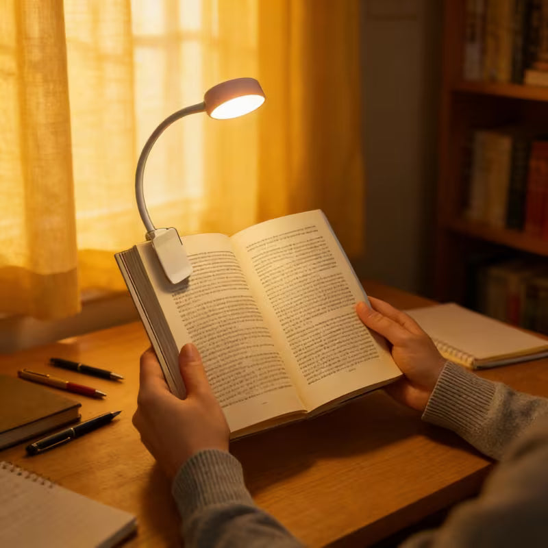 Mini Clip-On LED Book Light – Adjustable 3 Color Modes & Brightness Reading Lamp