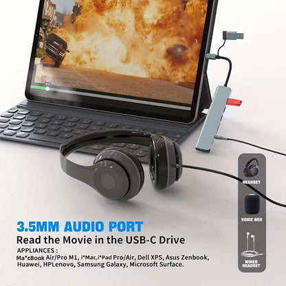 10-in-1 USB-C Multi-Port Hub – USB 3.0 Docking Station with SD/TF Card Reader, Audio & Type-C Charging