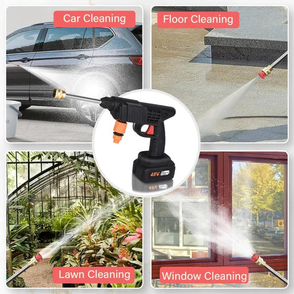 High Pressure Cordless Car Washer Spray Gun – Portable Wireless Pressure Washer with Double Battery