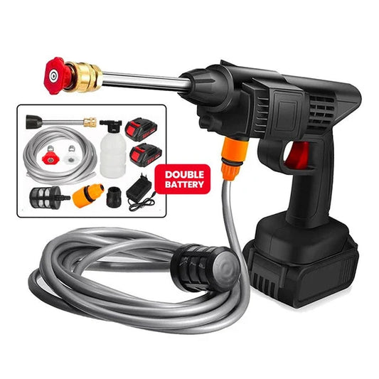 High Pressure Cordless Car Washer Spray Gun – Portable Wireless Pressure Washer with Double Battery